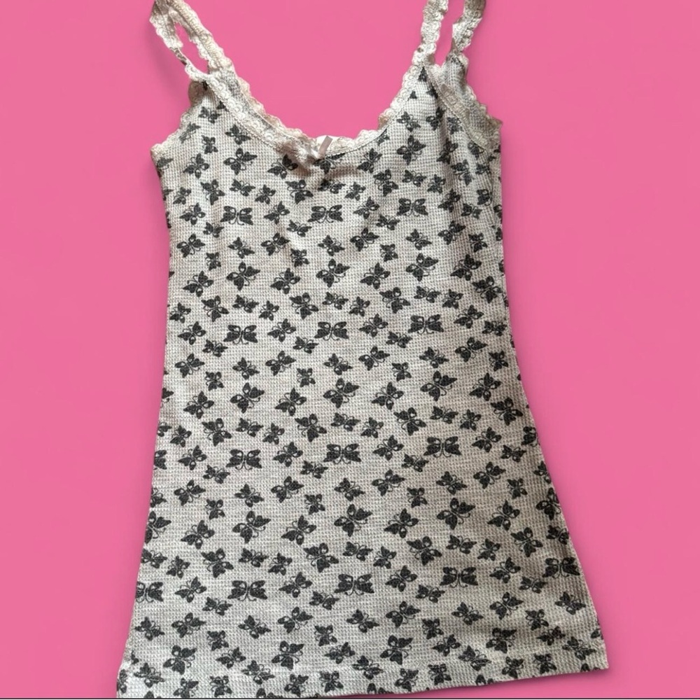 Seduction grey and blue butterfly tank top